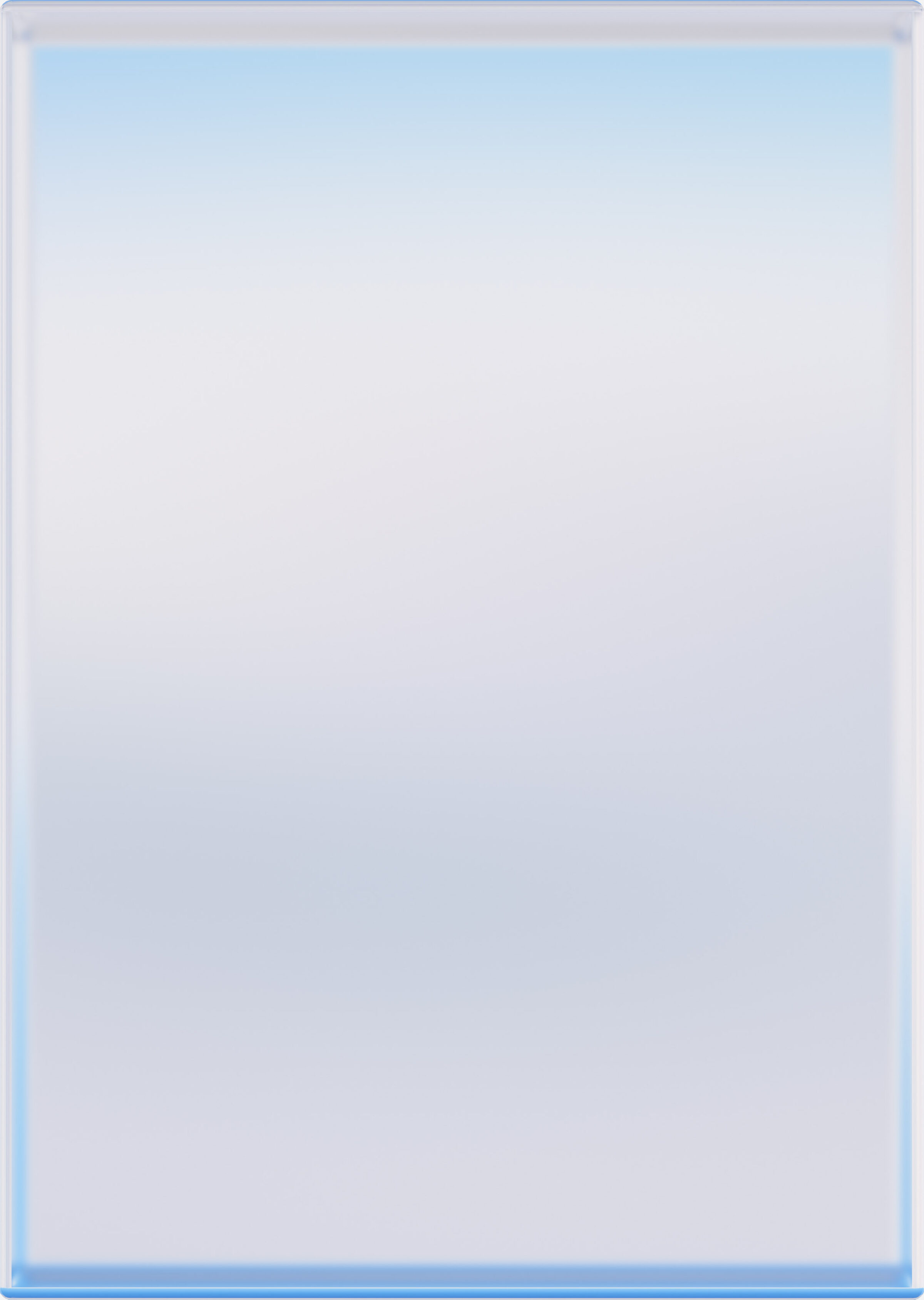 A minimalist composition featuring a soft gradient transitioning from pale blue at the top to white in the center, with a bright blue horizontal band at the bottom. The work has a clean, geometric structure with subtle tonal variations suggesting depth and light.