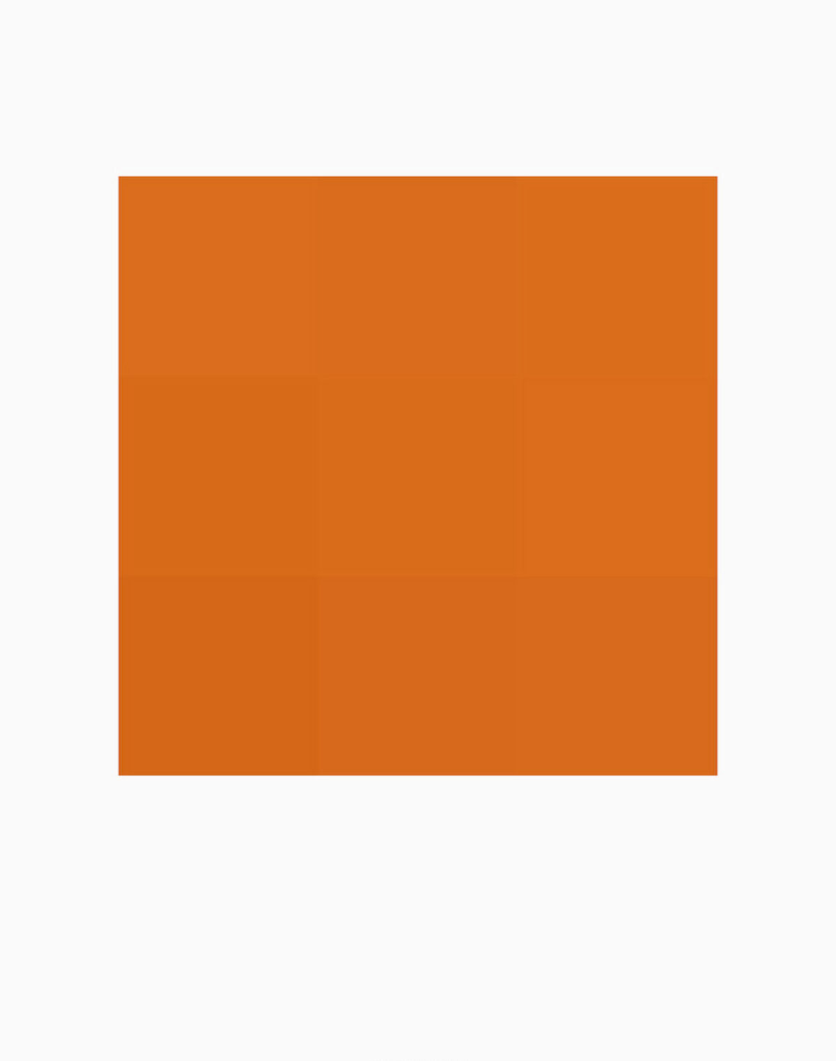 A large burnt orange square centered on a light background, with clean edges and uniform color throughout. The composition emphasizes the bold geometric form against the neutral surrounding space.