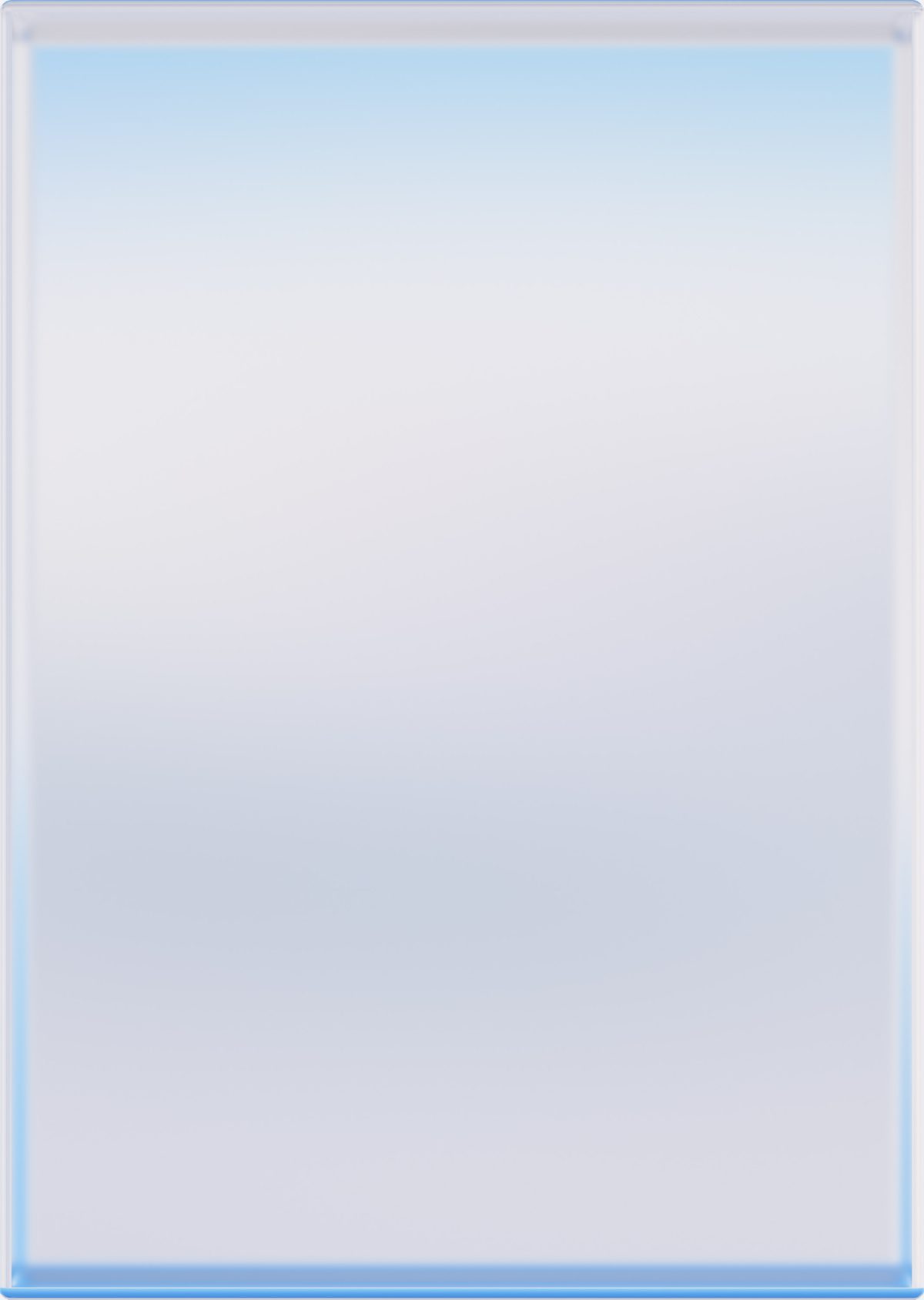 A minimalist composition featuring a soft gradient transitioning from pale blue at the top to white in the center, with a bright blue horizontal band at the bottom. The work has a clean, geometric structure with subtle tonal variations suggesting depth and light.