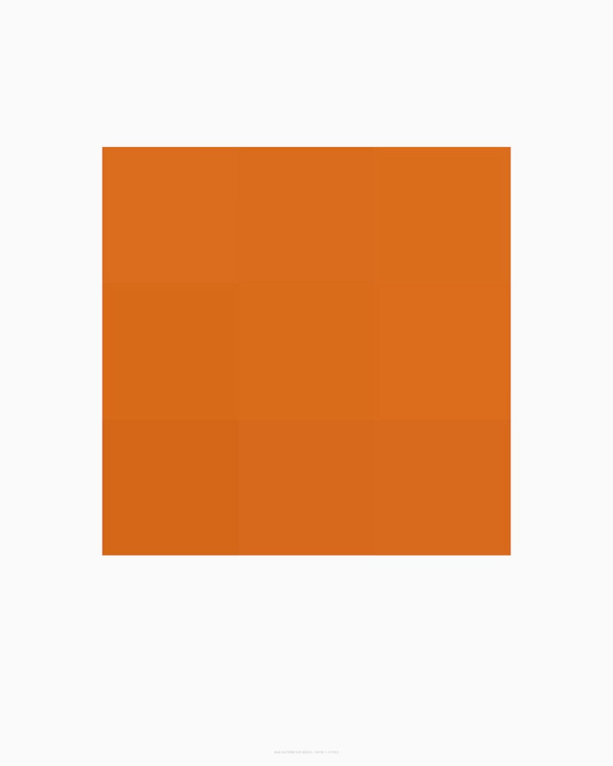 A large burnt orange square centered on a light background, with clean edges and uniform color throughout. The composition emphasizes the bold geometric form against the neutral surrounding space.