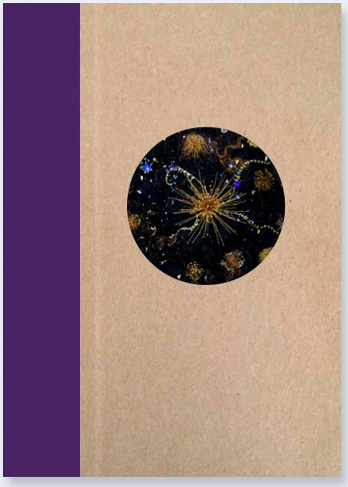 Front cover of Portent by Tanya Marcuse, with a purple spine and circular photograph on a tan cover.