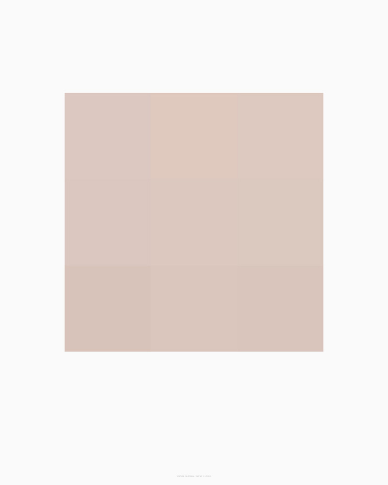 A soft, muted beige-pink rectangular form centered on a white background, creating a minimal composition with subtle tonal variations across its surface.