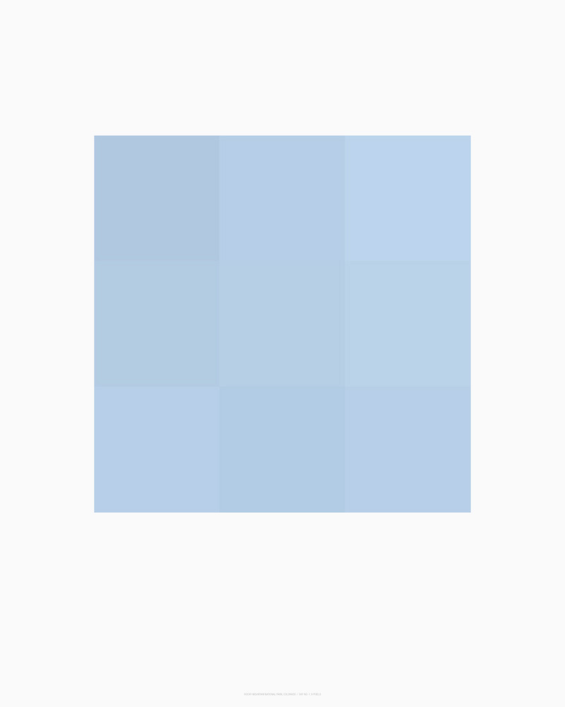 A soft blue gradient composition divided into nine equal sections by subtle vertical and horizontal lines, creating a grid of progressively shifting tones from lighter blue at the top to deeper blue at the bottom.